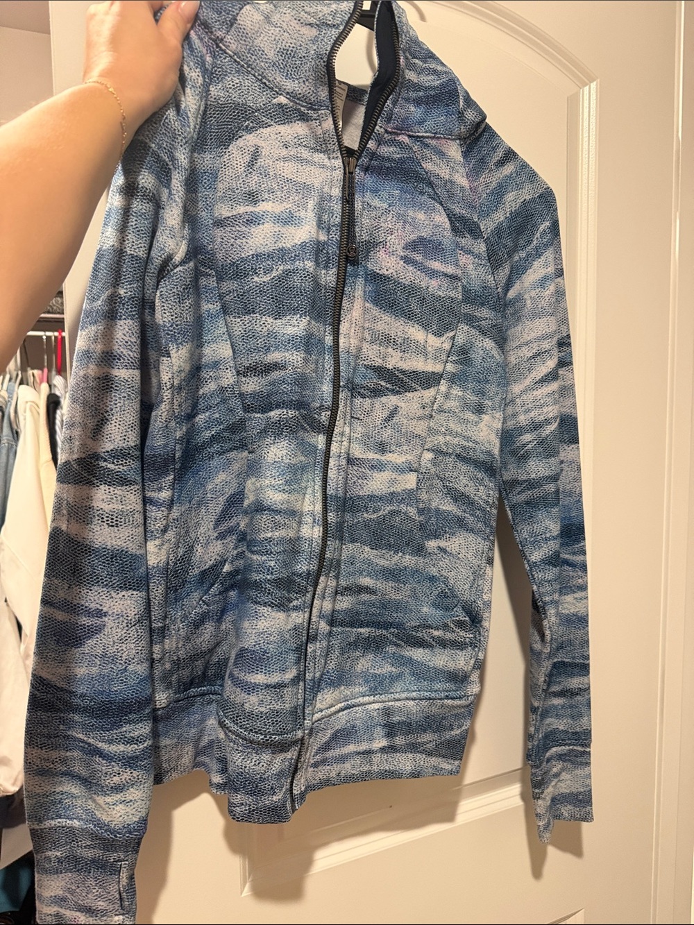 lululemon athletica Blue Patterned Zip Hoodie